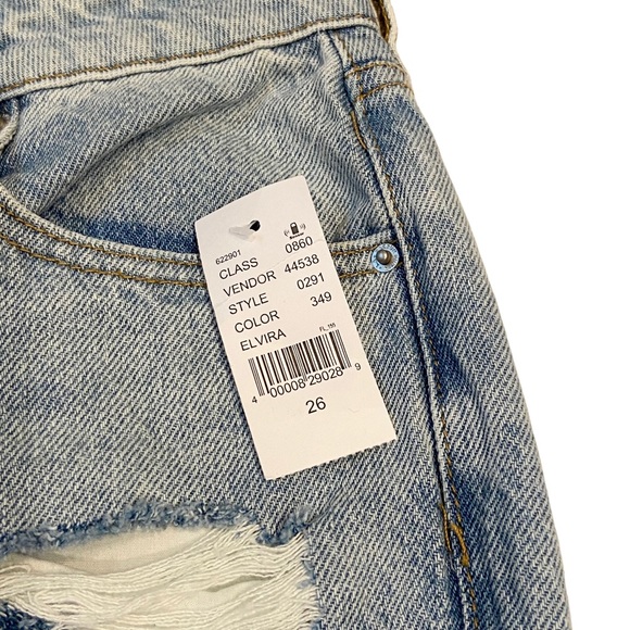 PACSUN New Distressed Mom Jeans High Rise Light Blue Wash Ripped Size 26 - Picture 10 of 16